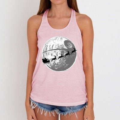 Santas Sleigh Space Star Planet Women's Knotted Racerback Tank