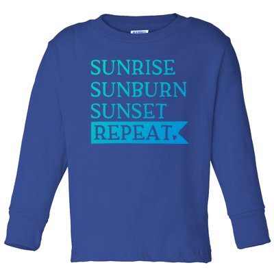 Sunrise Sunburn Sunset Repeat Summertime Sun Tan Design Cool Gift Toddler Long Sleeve Shirt