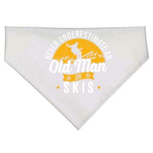 Ski Skiing Skier Never Underestimate An Old On Skis Gift USA-Made Doggie Bandana