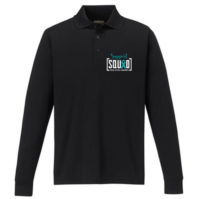 Support Squad Sexual Assault Awareness Month Support Victim Performance Long Sleeve Polo