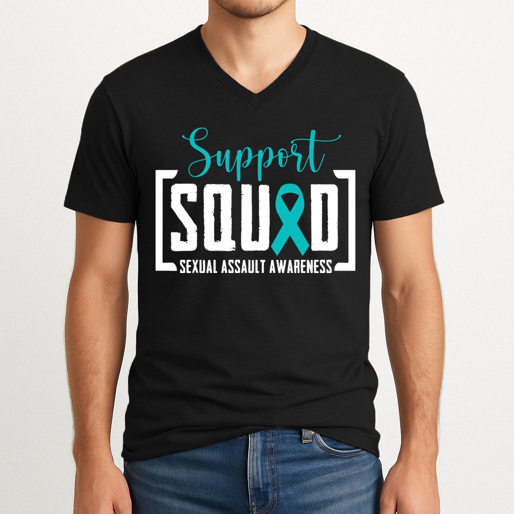 Support Squad Sexual Assault Awareness Month Support Victim V-Neck T-Shirt