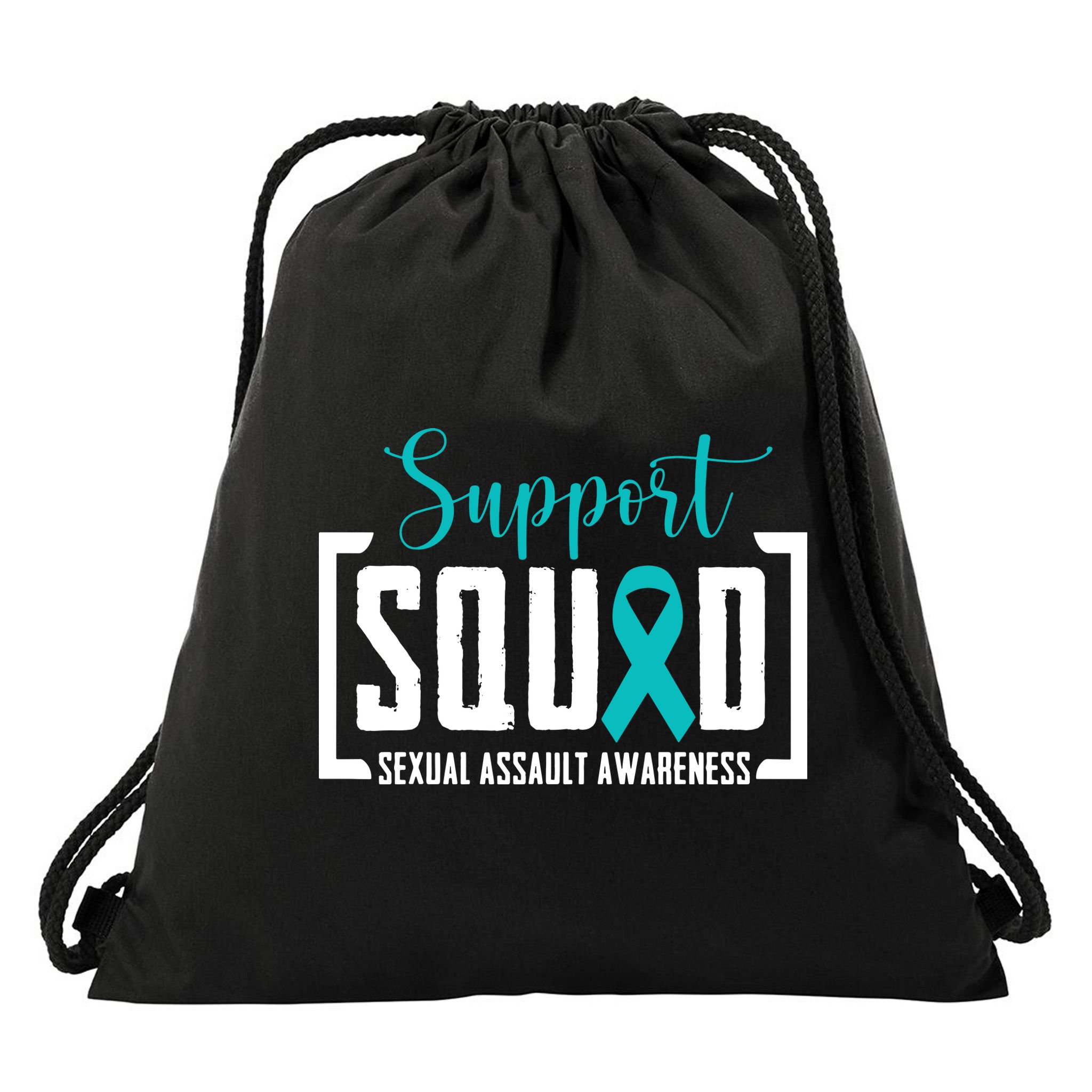 Support Squad Sexual Assault Awareness Month Support Victim Drawstring Bag