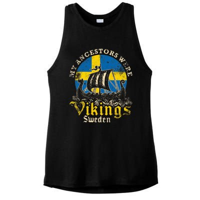 Swedish Sweden Swede Viking Ship Flag Ladies PosiCharge Tri-Blend Wicking Tank