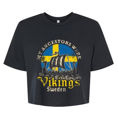 Swedish Sweden Swede Viking Ship Flag Bella+Canvas Jersey Crop Tee