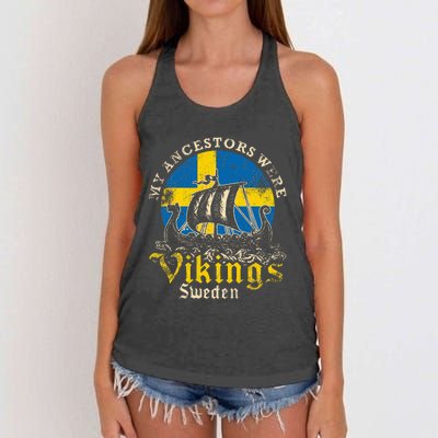 Swedish Sweden Swede Viking Ship Flag Women's Knotted Racerback Tank