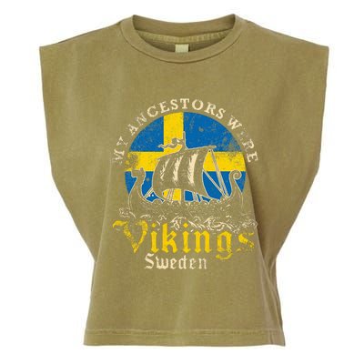 Swedish Sweden Swede Viking Ship Flag Garment-Dyed Women's Muscle Tee