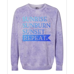 Sunrise Sunburn Sunset Repeat Summertime Sun Tan Design Cool Gift Colorblast Crewneck Sweatshirt