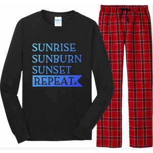 Sunrise Sunburn Sunset Repeat Summertime Sun Tan Design Cool Gift Long Sleeve Pajama Set