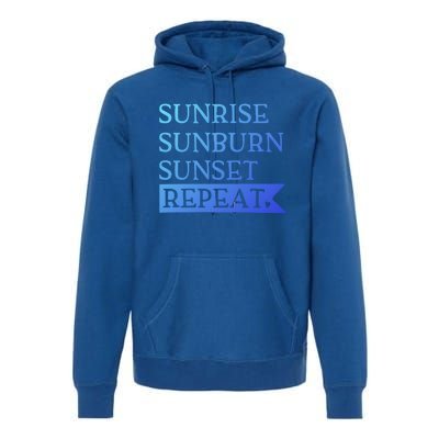 Sunrise Sunburn Sunset Repeat Summertime Sun Tan Design Cool Gift Premium Hoodie