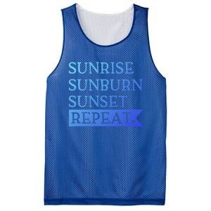 Sunrise Sunburn Sunset Repeat Summertime Sun Tan Design Cool Gift Mesh Reversible Basketball Jersey Tank