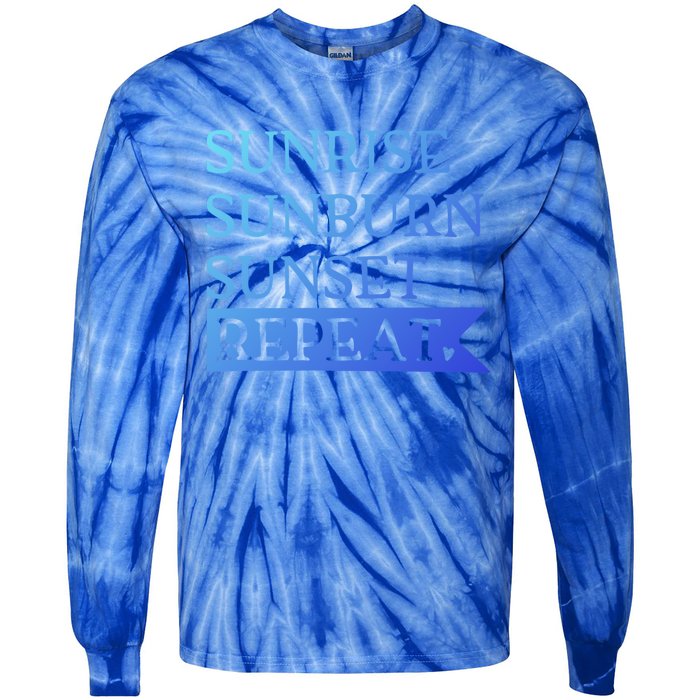 Sunrise Sunburn Sunset Repeat Summertime Sun Tan Design Cool Gift Tie-Dye Long Sleeve Shirt