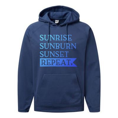 Sunrise Sunburn Sunset Repeat Summertime Sun Tan Design Cool Gift Performance Fleece Hoodie