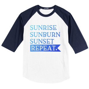 Sunrise Sunburn Sunset Repeat Summertime Sun Tan Design Cool Gift Baseball Sleeve Shirt