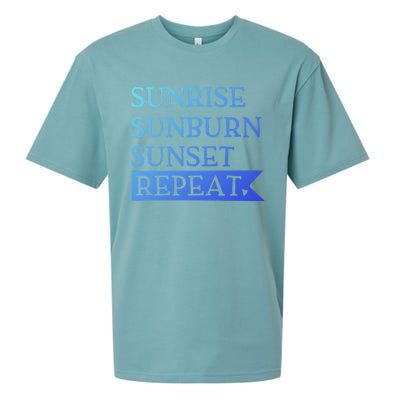 Sunrise Sunburn Sunset Repeat Summertime Sun Tan Design Cool Gift Sueded Cloud Jersey T-Shirt