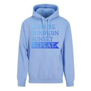 Sunrise Sunburn Sunset Repeat Summertime Sun Tan Design Cool Gift Unisex Surf Hoodie