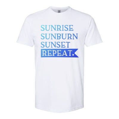 Sunrise Sunburn Sunset Repeat Summertime Sun Tan Design Cool Gift Softstyle CVC T-Shirt