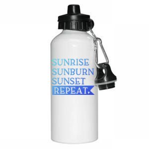 Sunrise Sunburn Sunset Repeat Summertime Sun Tan Design Cool Gift Aluminum Water Bottle