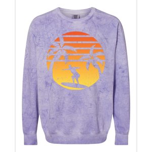 Summer Surf Sunset Retro Colorblast Crewneck Sweatshirt