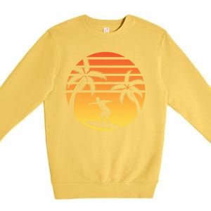 Summer Surf Sunset Retro Premium Crewneck Sweatshirt