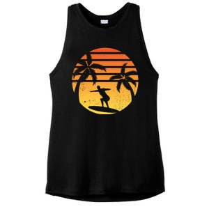 Summer Surf Sunset Retro Ladies PosiCharge Tri-Blend Wicking Tank