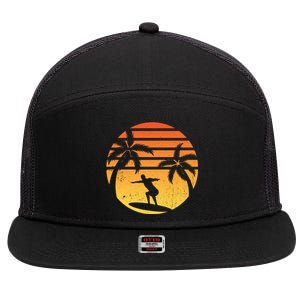 Summer Surf Sunset Retro 7 Panel Mesh Trucker Snapback Hat