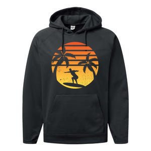 Summer Surf Sunset Retro Performance Fleece Hoodie