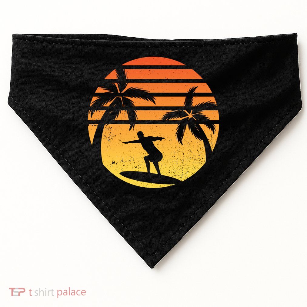 Summer Surf Sunset Retro USA-Made Doggie Bandana