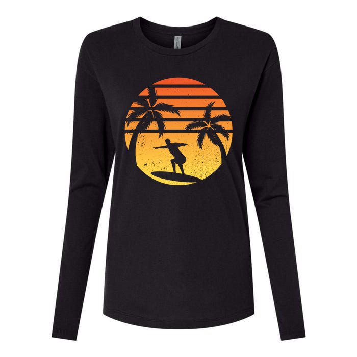 Summer Surf Sunset Retro Womens Cotton Relaxed Long Sleeve T-Shirt