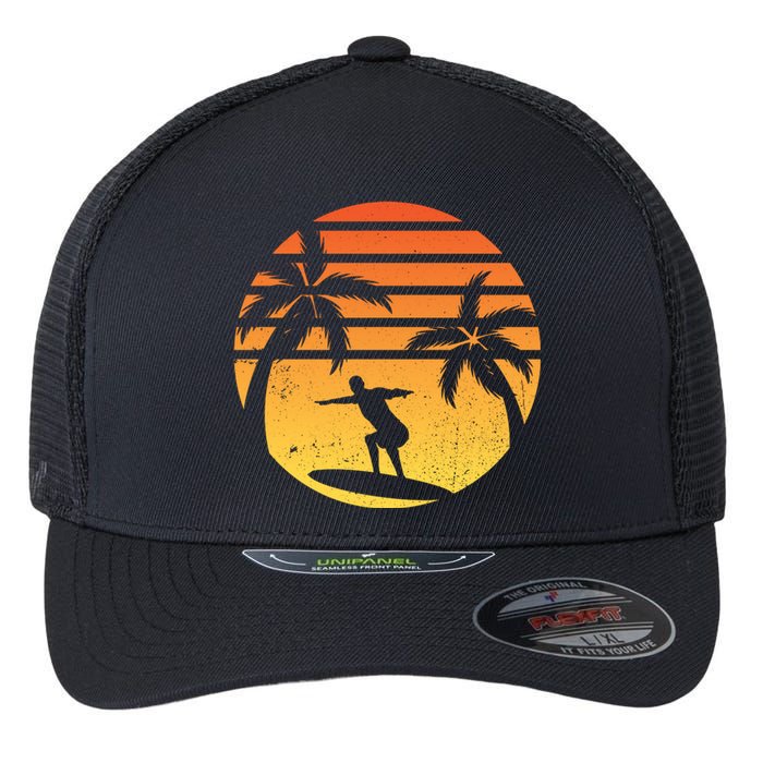 Summer Surf Sunset Retro Flexfit Unipanel Trucker Cap