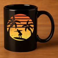 Summer Surf Sunset Retro 11oz C Handle Ceramic Mug