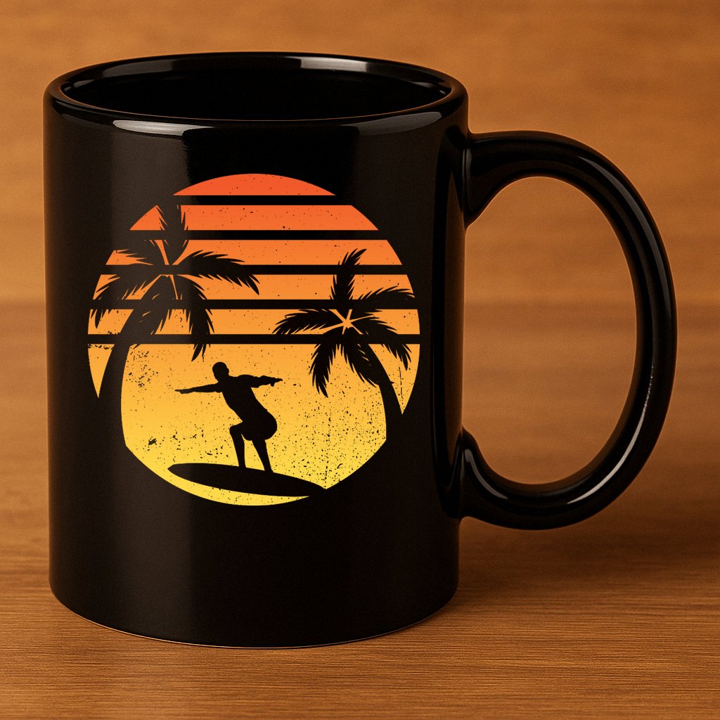 Summer Surf Sunset Retro 11oz C Handle Ceramic Mug