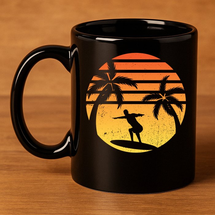 Summer Surf Sunset Retro 11oz C Handle Ceramic Mug