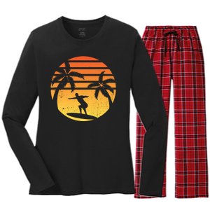 Summer Surf Sunset Retro Women's Long Sleeve Flannel Pajama Set 