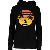 Summer Surf Sunset Retro Womens Funnel Neck Pullover Hood