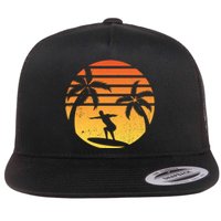 Summer Surf Sunset Retro Flat Bill Trucker Hat