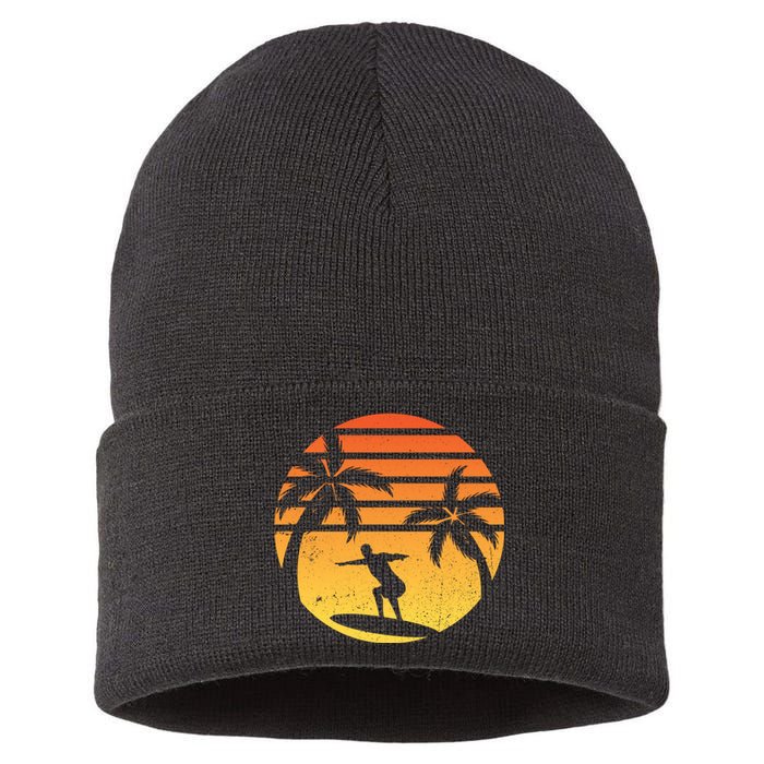 Summer Surf Sunset Retro Sustainable Knit Beanie