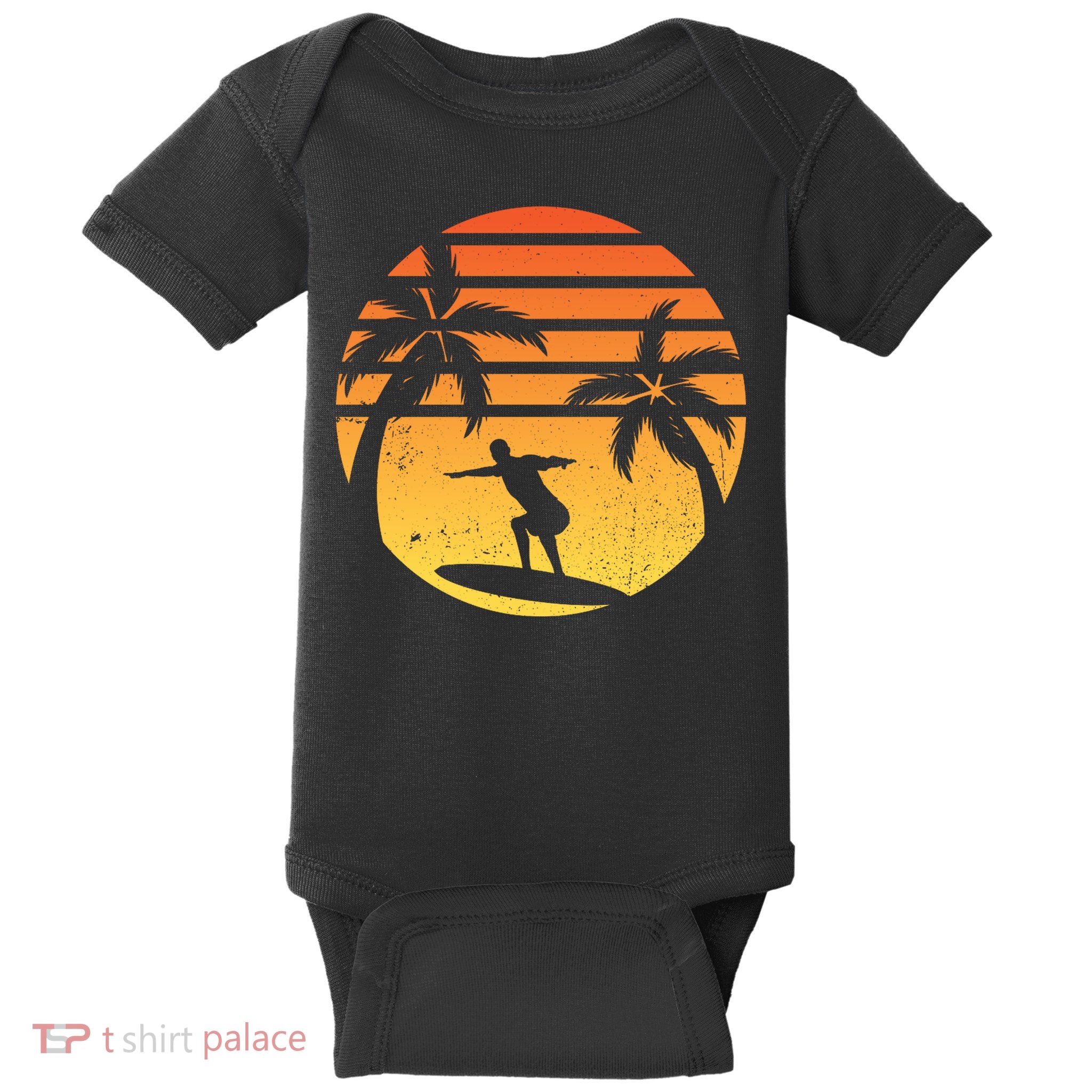 Summer Surf Sunset Retro Baby Bodysuit