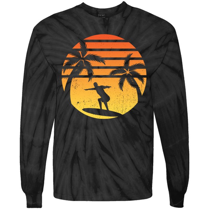 Summer Surf Sunset Retro Tie-Dye Long Sleeve Shirt