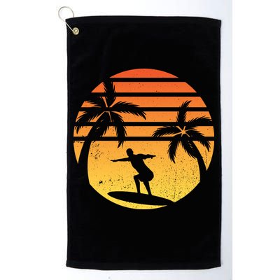 Summer Surf Sunset Retro Golf Towel