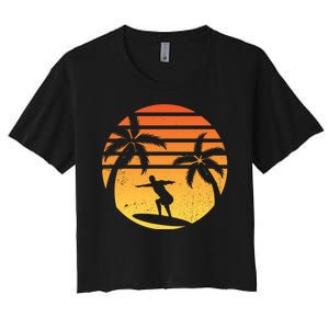 Summer Surf Sunset Retro Women's Crop Top Tee