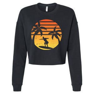 Summer Surf Sunset Retro Cropped Pullover Crew