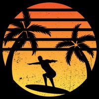 Summer Surf Sunset Retro Zip Tote Bag