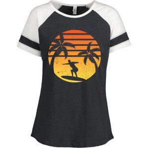 Summer Surf Sunset Retro Enza Ladies Jersey Colorblock Tee