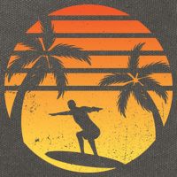 Summer Surf Sunset Retro Cotton Canvas Backpack