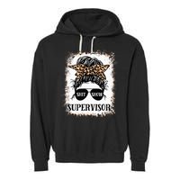 Shit Show Supervisor  Casual Messy Bun Bleached Garment-Dyed Fleece Hoodie