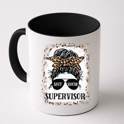 Shit Show Supervisor  Casual Messy Bun Bleached Mug