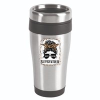 Shit Show Supervisor  Casual Messy Bun Bleached 16oz Travel Tumbler