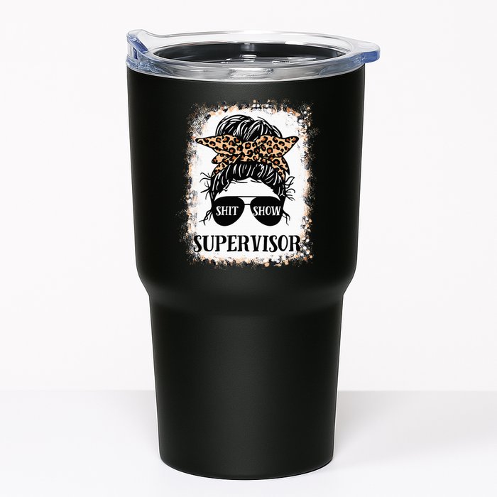 Shit Show Supervisor  Casual Messy Bun Bleached Tumbler
