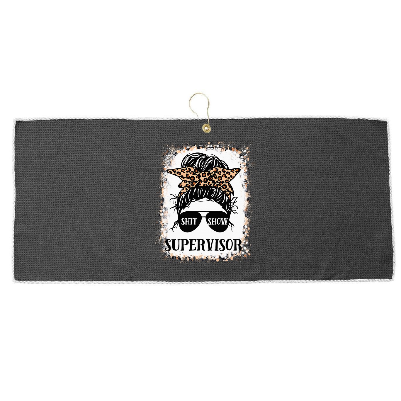 Shit Show Supervisor  Casual Messy Bun Bleached Large Microfiber Waffle Golf Towel