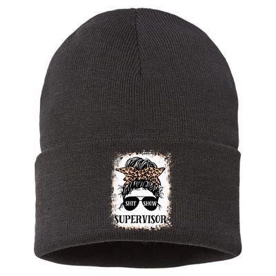 Shit Show Supervisor  Casual Messy Bun Bleached Sustainable Knit Beanie